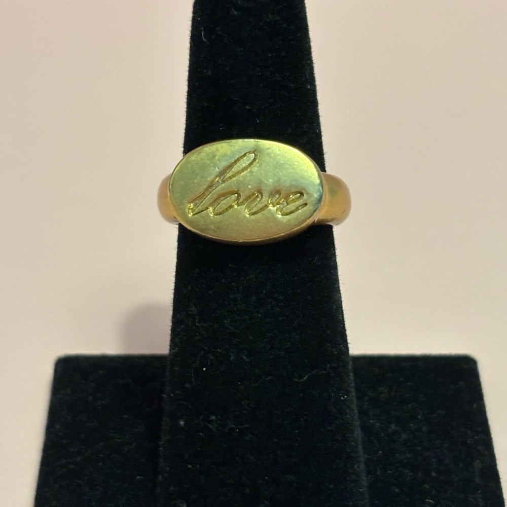 🌻Lia Sophia Matte Gold Tone Love Amour Ring Sz 6